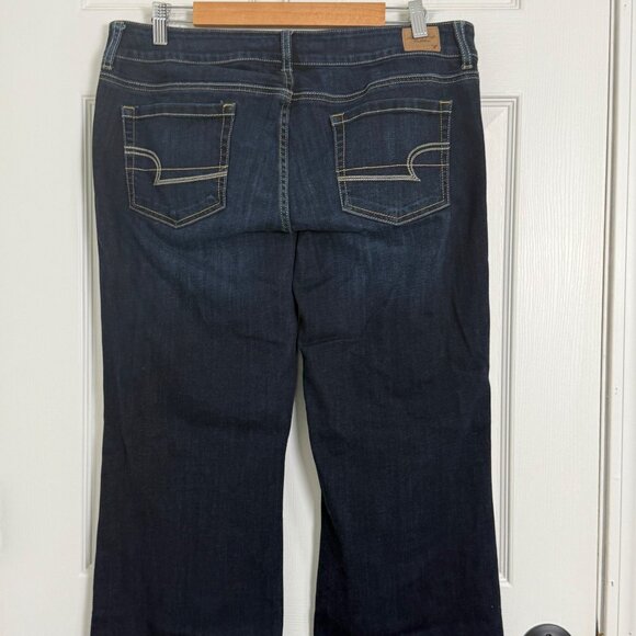 American Eagle Favorite Boyfriend Jeans Womens 14 Blue VTG Y2K Wide Leg Stretch - Picture 4 of 13